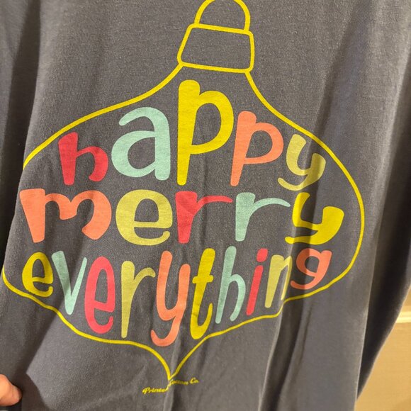Printed Cotton Co. Women's Holiday T-Shirt ~ Happy Merry Everything ~ Med ~ NWT - Picture 2 of 4